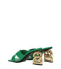 Dolce & Gabbana Green Leather Flat Sandals