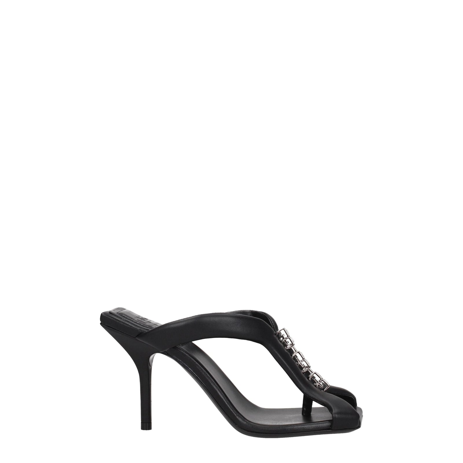 Sandales à talons aiguilles en cuir noir Givenchy