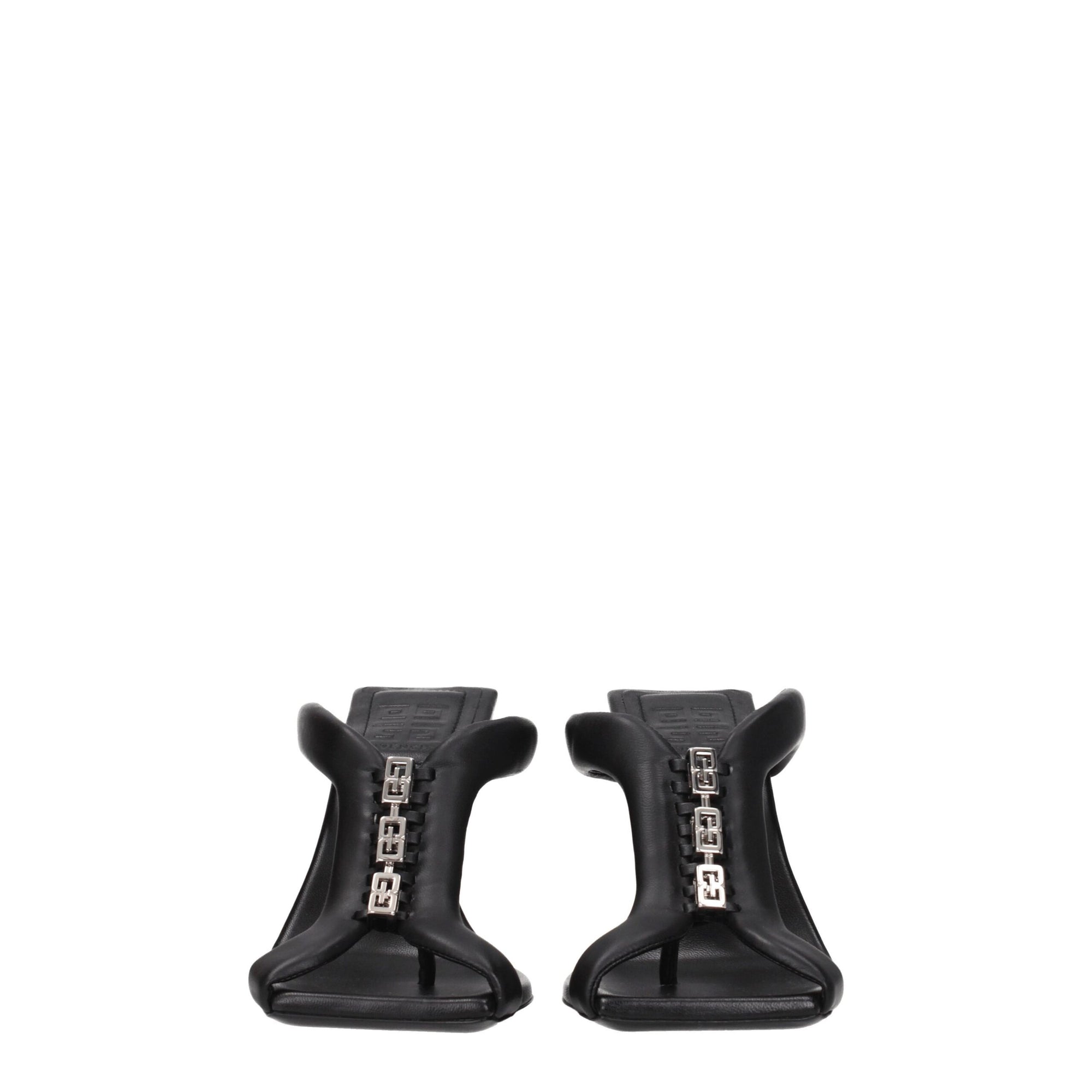 Sandales à talons aiguilles en cuir noir Givenchy