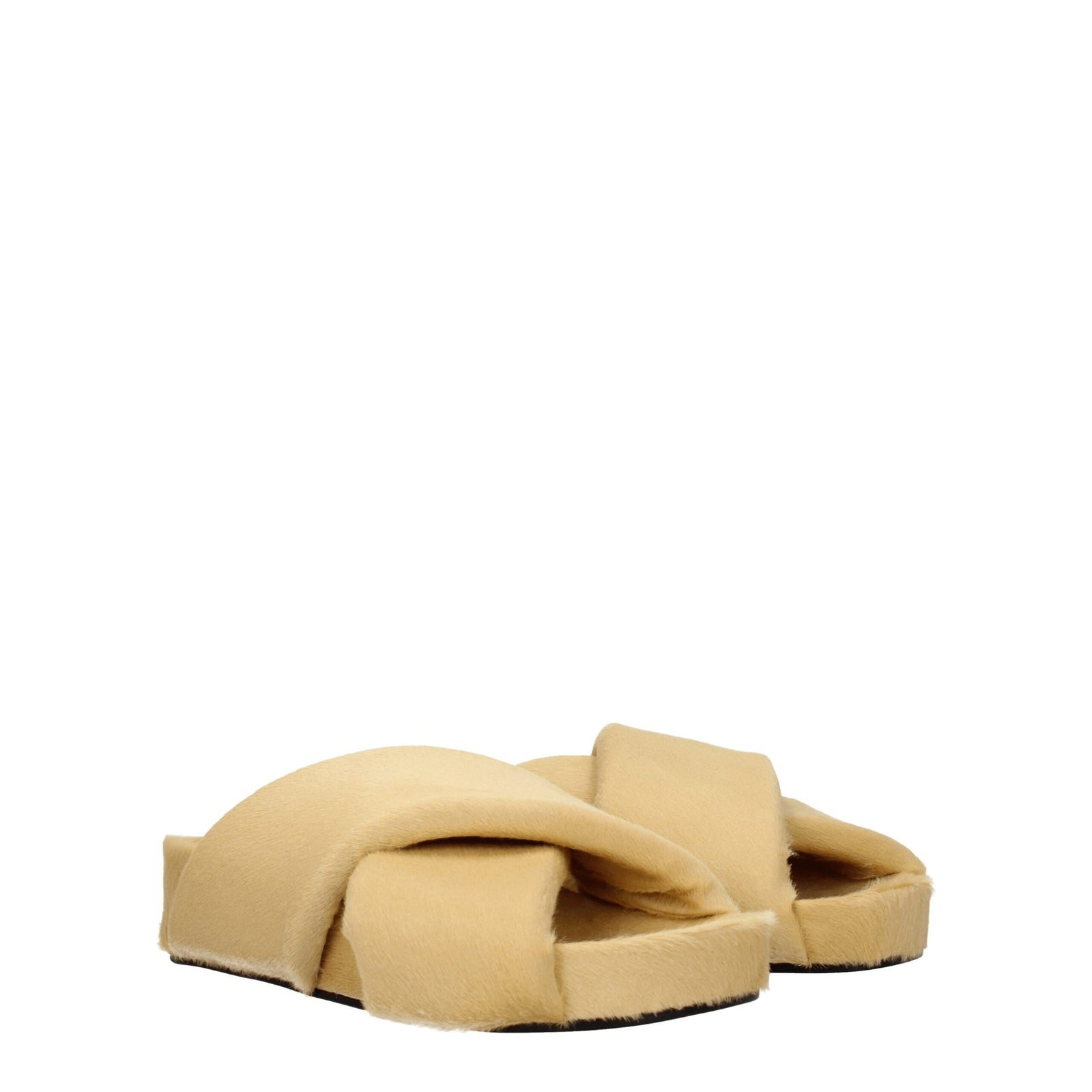 Jil Sander Beige Horsehair Slippers Sandals