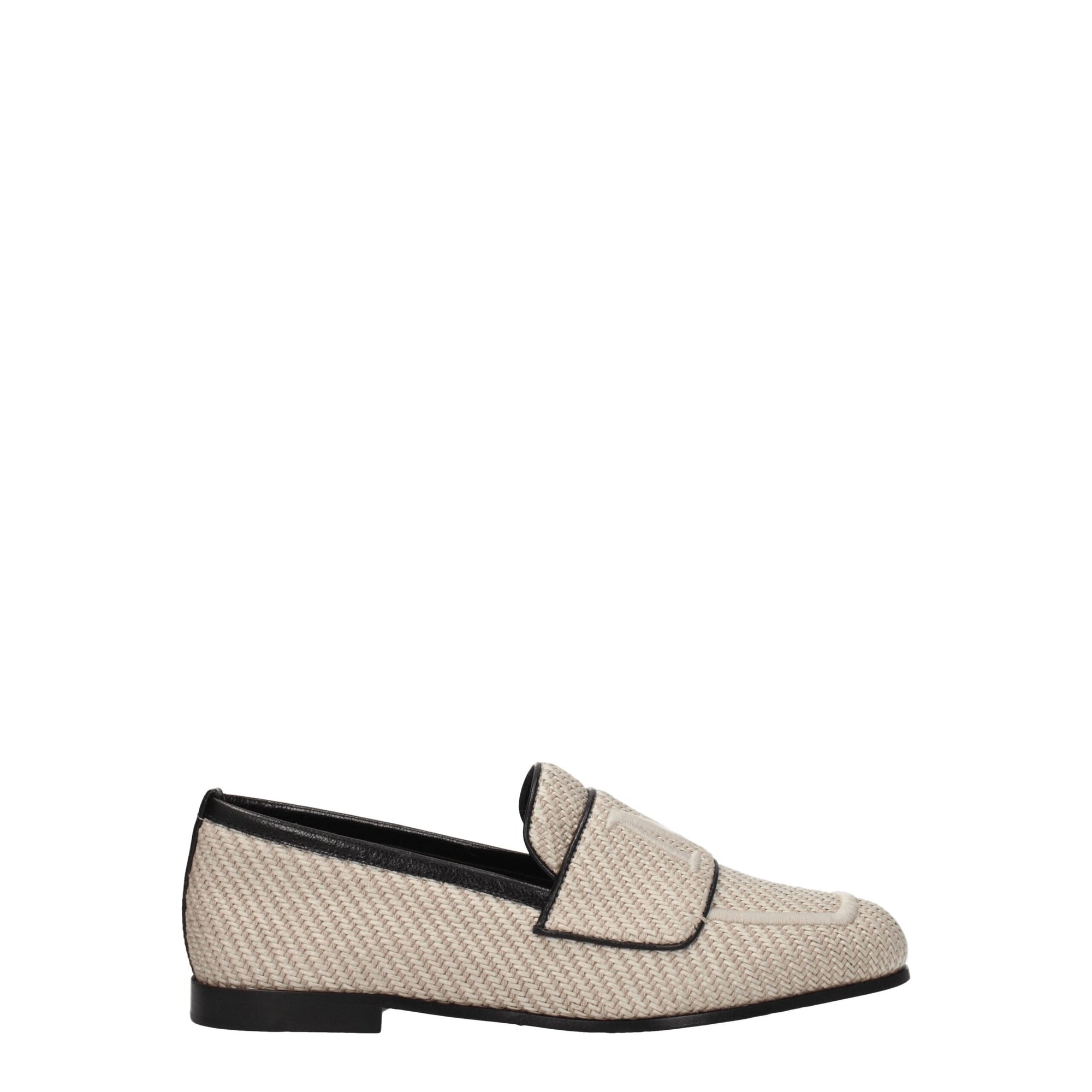 Max Mara Beige Fabric Slip-On Loafers