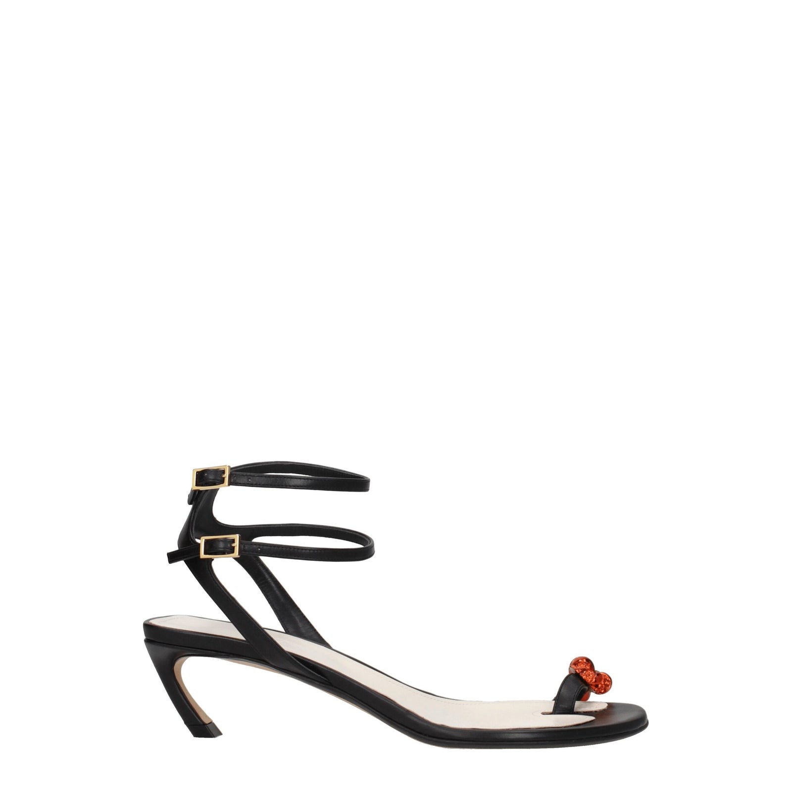 Lanvin Black Leather Stiletto Heels Sandals