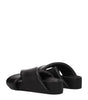 Jil Sander Black Leather Slippers Sandals