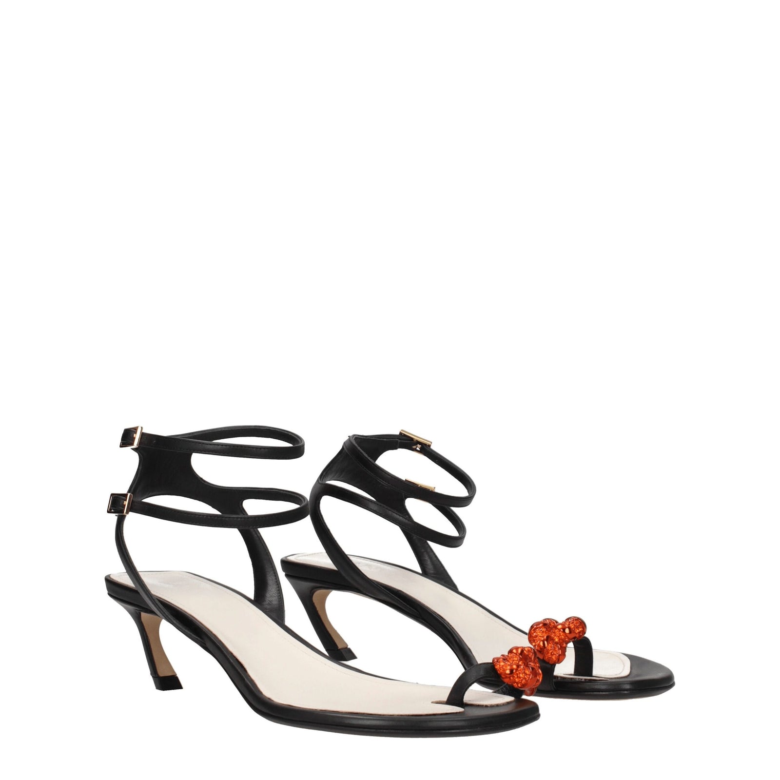 Lanvin Black Leather Stiletto Heels Sandals