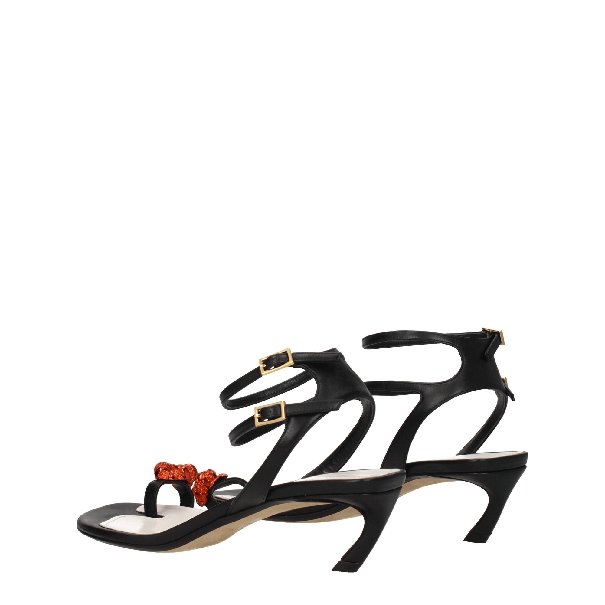 Lanvin Black Leather Stiletto Heels Sandals
