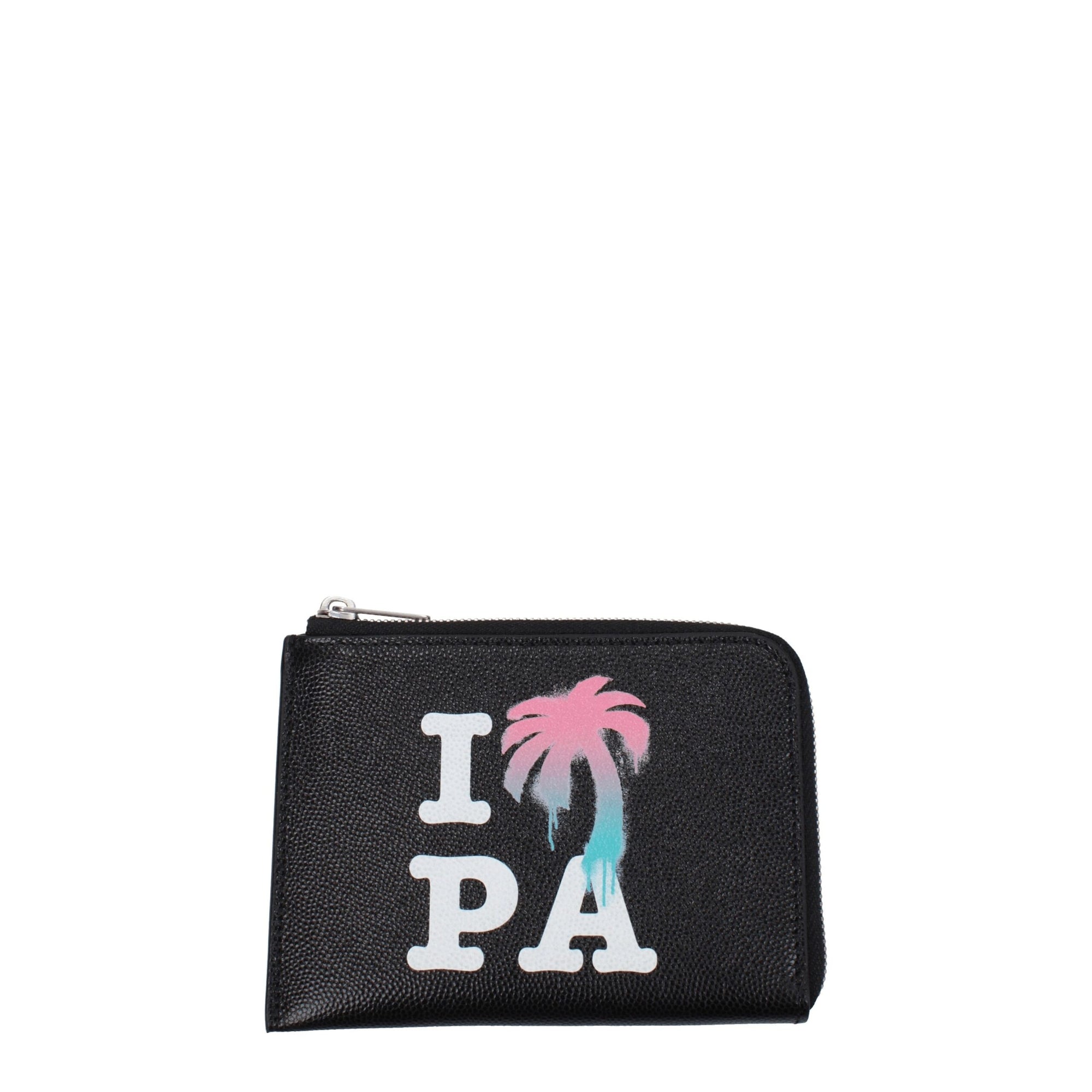 Porte-cartes en cuir noir Palm Angels