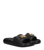 Versace Black Leather Slippers Sandals