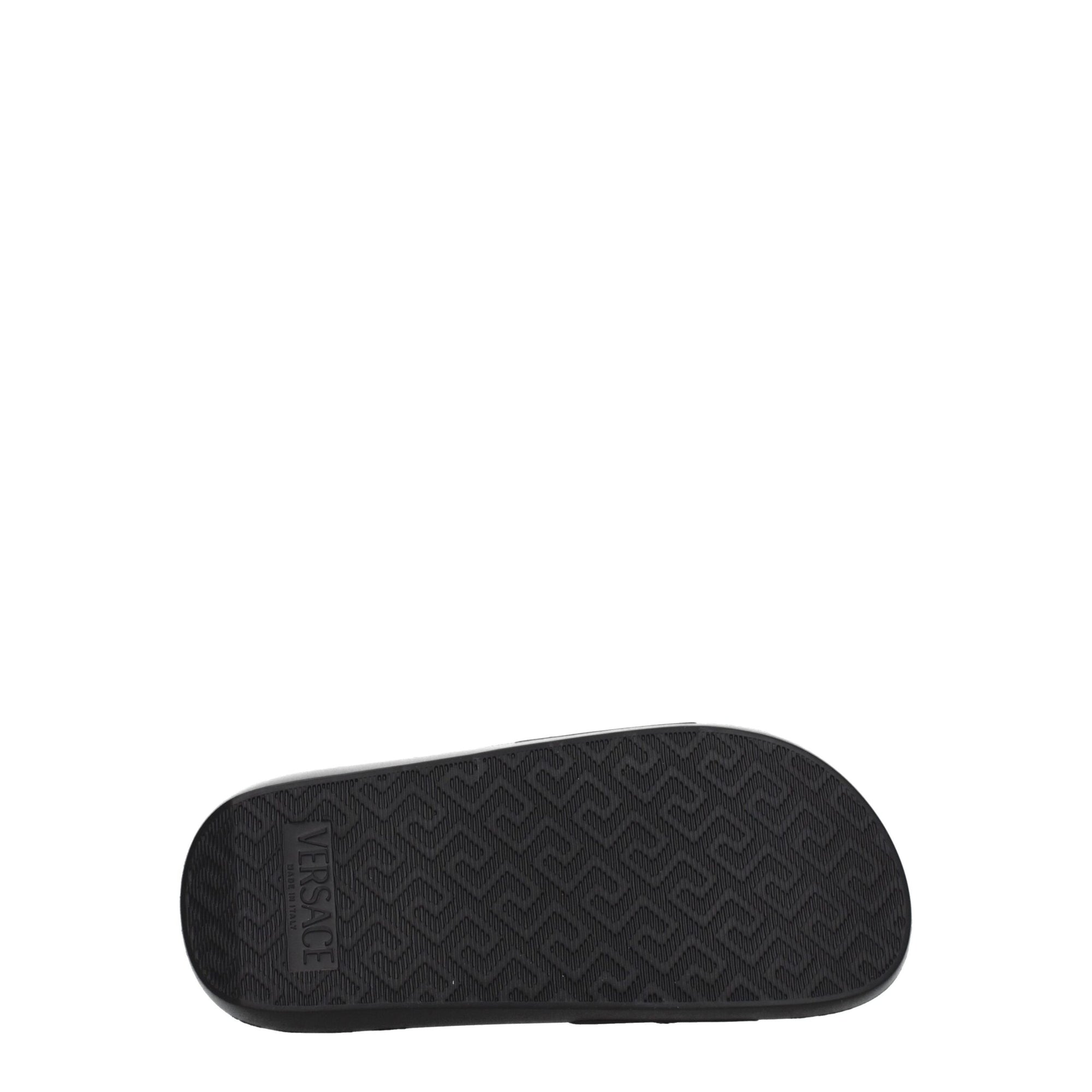 Versace Black Leather Slippers Sandals