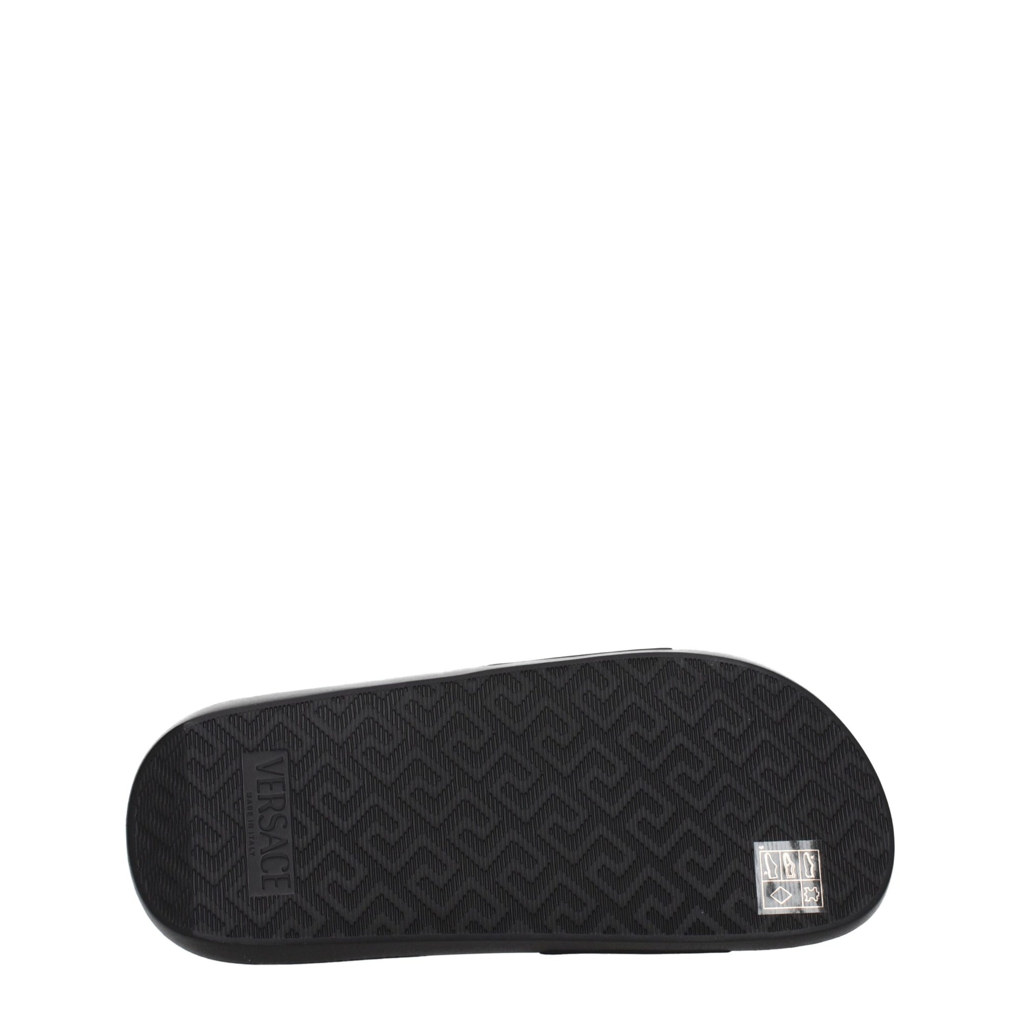 Versace Black Leather Slippers Sandals