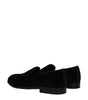 Dolce & Gabbana Black Velvet Slip-On Loafers