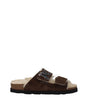 Palm Angels Brown Leather Slippers Sandals