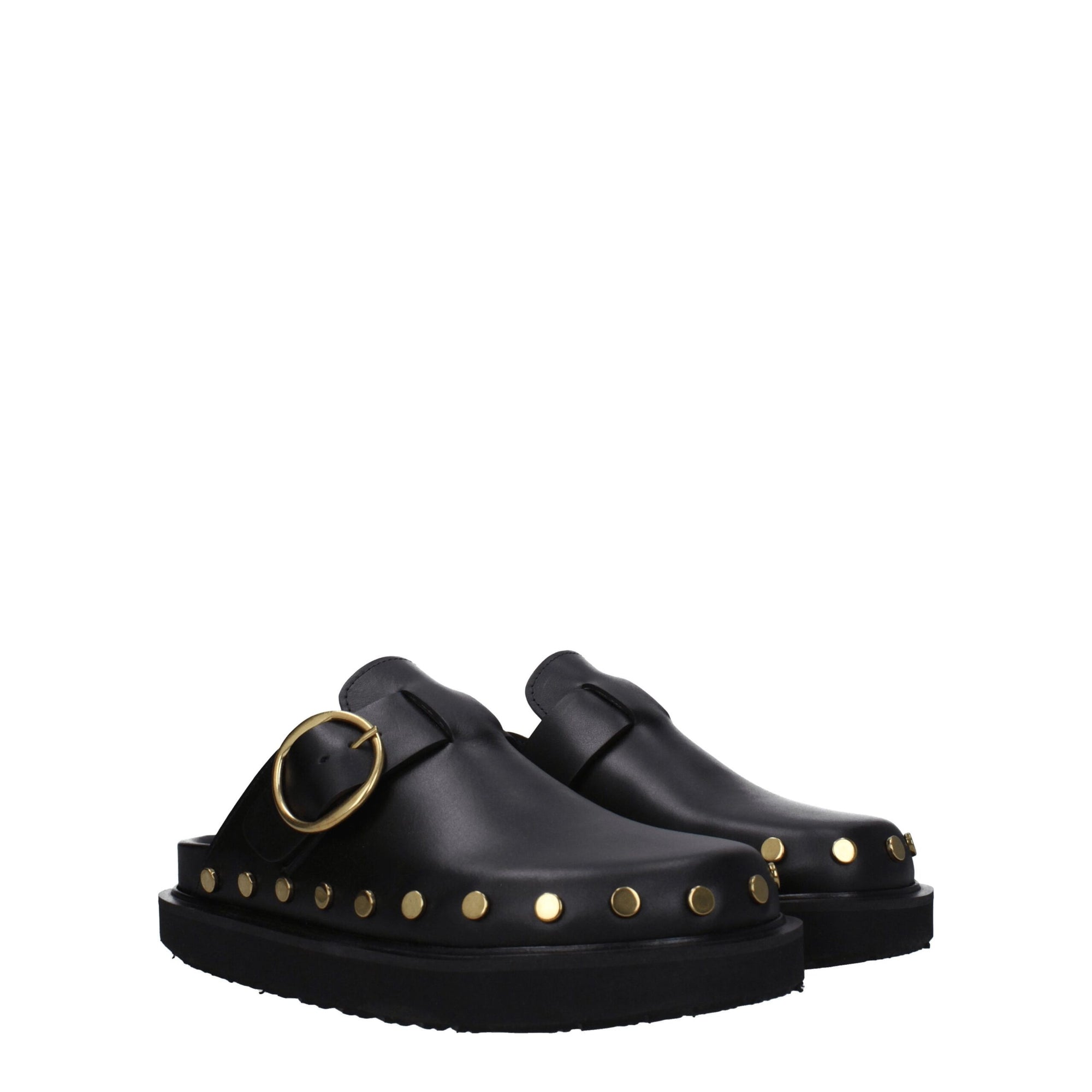 Sandales chaussons en cuir noir Isabel Marant