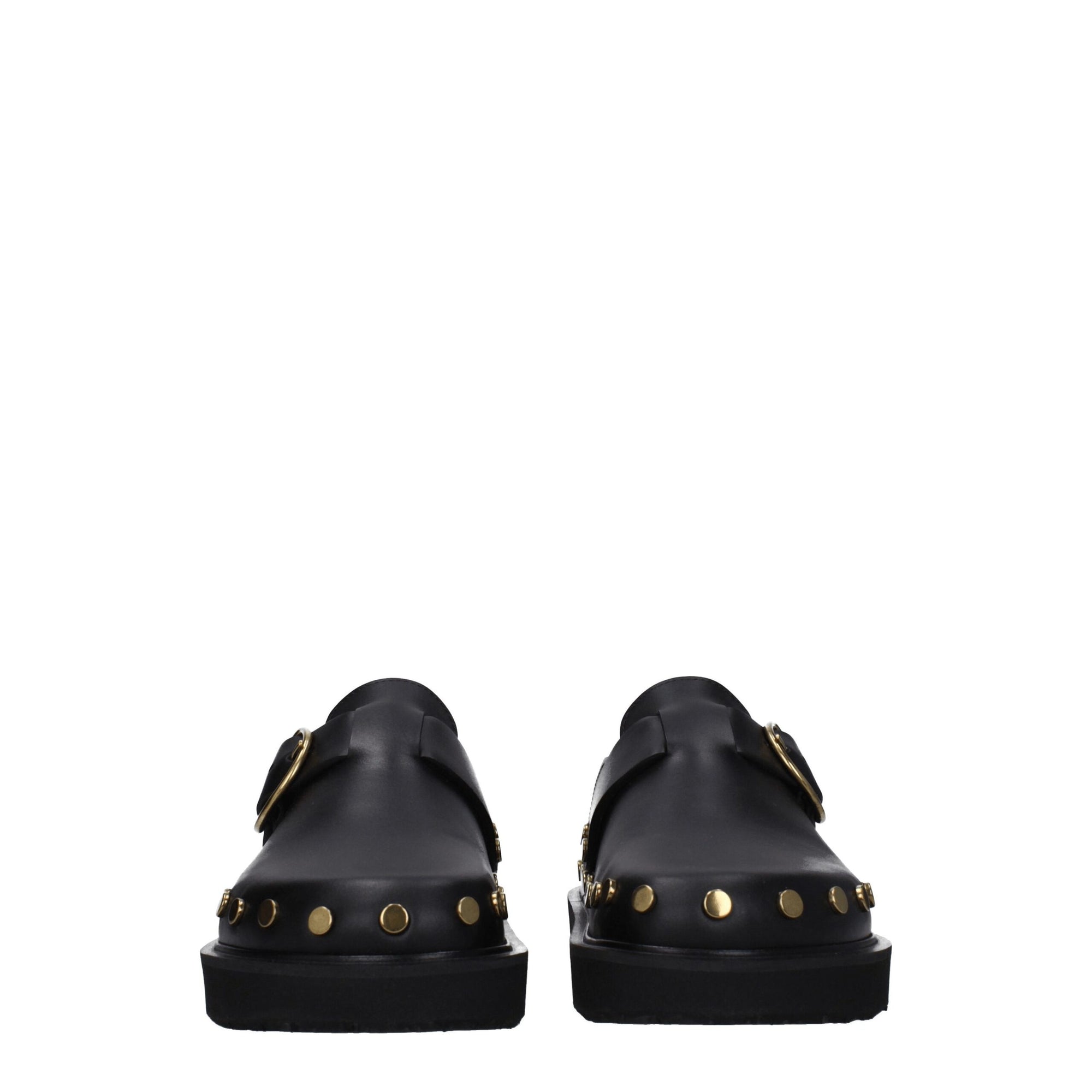 Sandales chaussons en cuir noir Isabel Marant