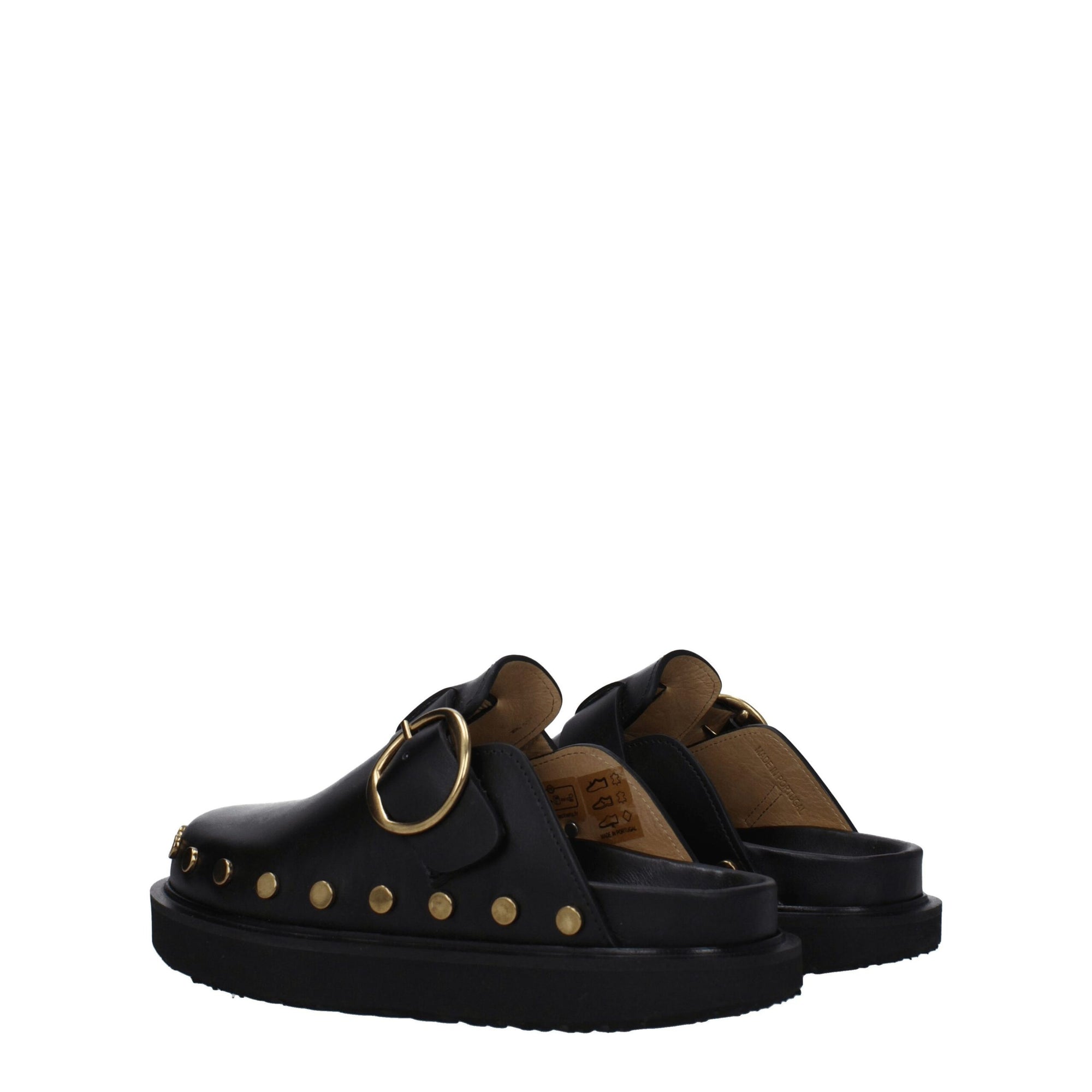 Sandales chaussons en cuir noir Isabel Marant