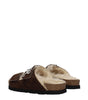 Palm Angels Brown Leather Slippers Sandals