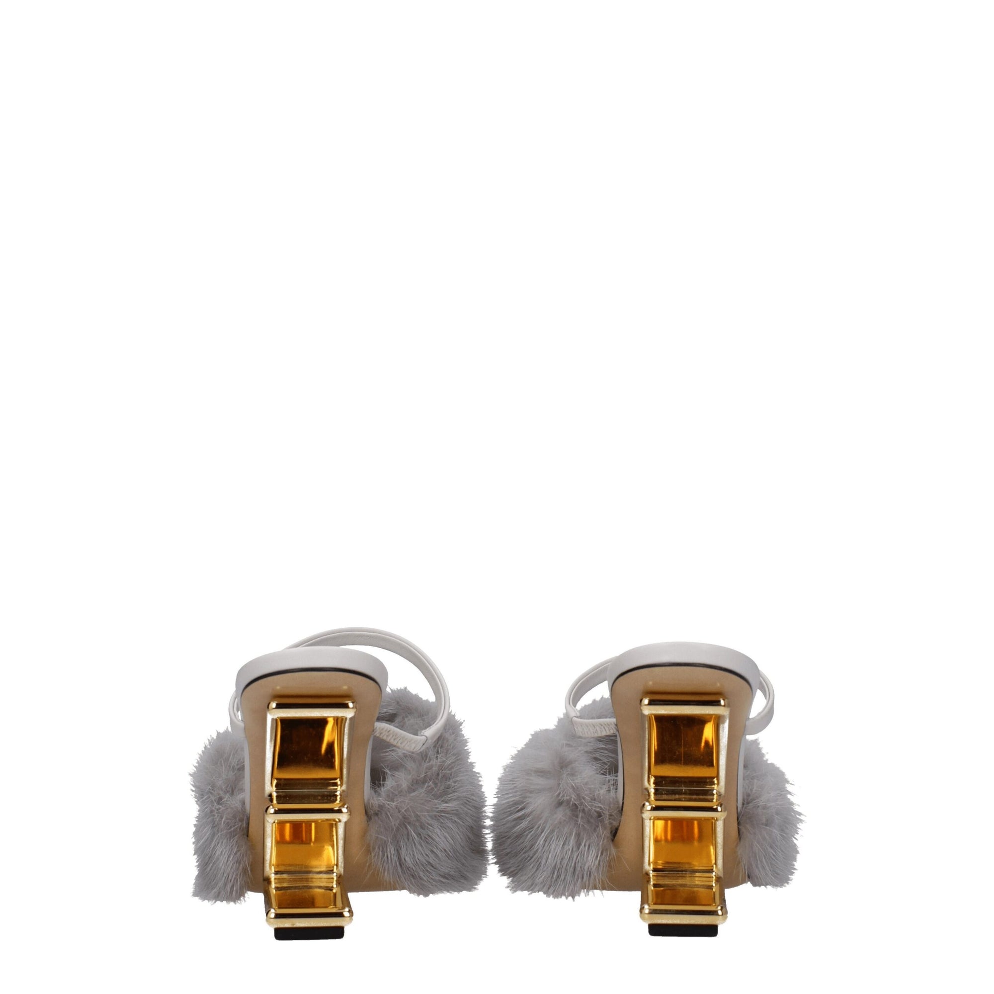 Sandales chaussons Fendi en vison gris