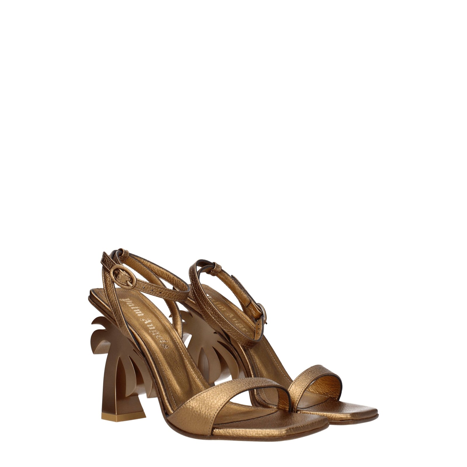 Palm Angels Gold Leather Platforms