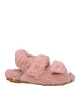 Max Mara Pink Fur Flat Sandals