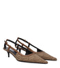 Versace Beige Fabric Mid Heel Pumps