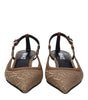 Versace Beige Fabric Mid Heel Pumps