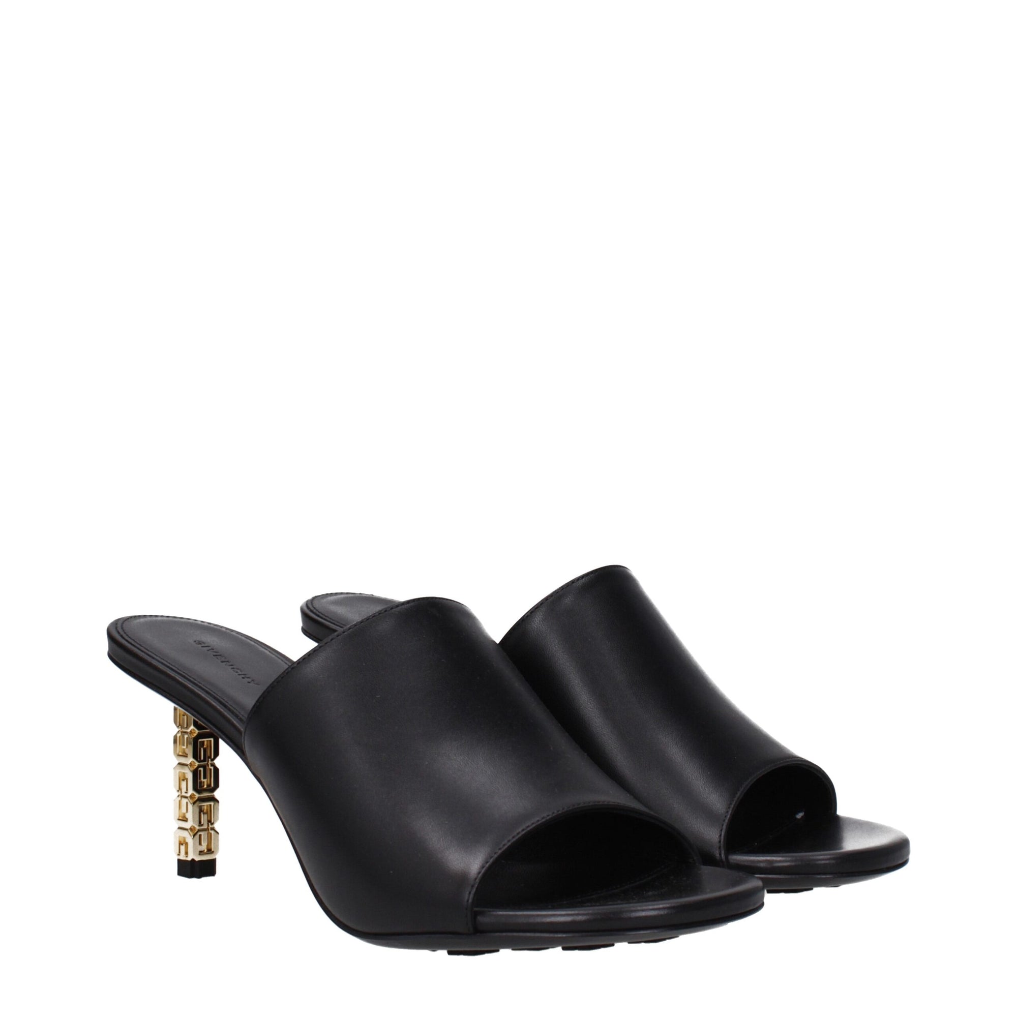 Sandales à talons aiguilles en cuir noir Givenchy