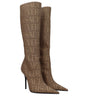Versace Beige Fabric High Heel Boots