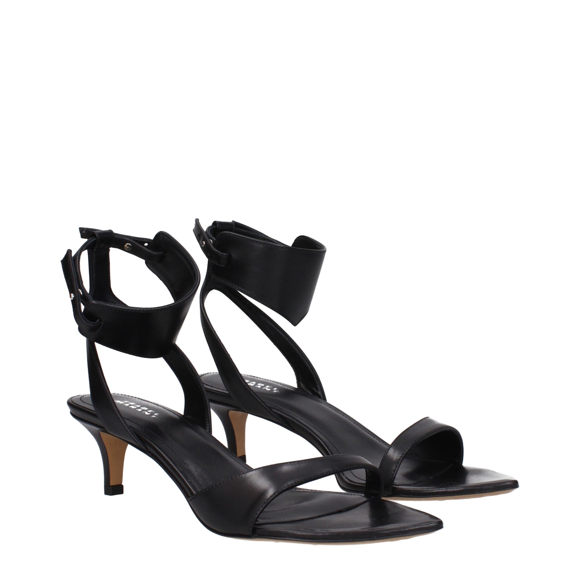 Sandales plates en cuir noir Isabel Marant