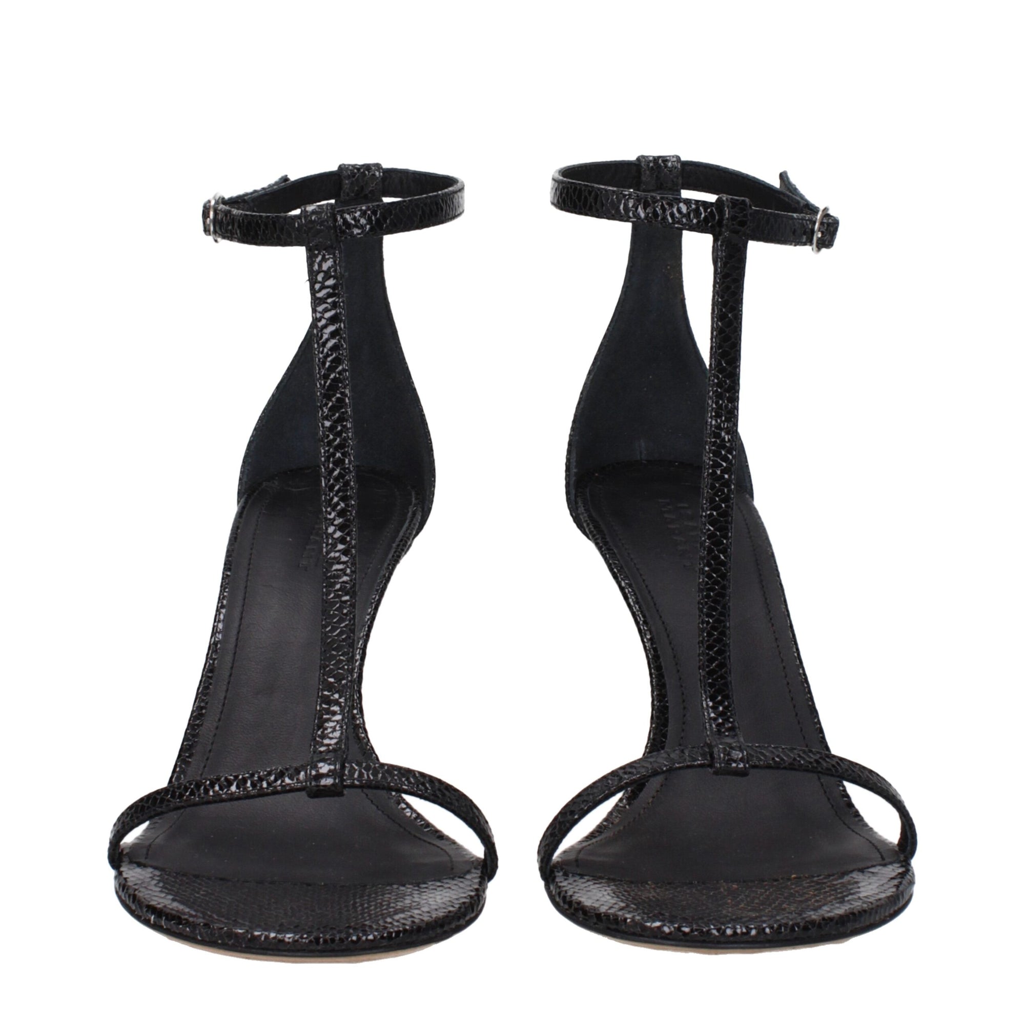 Sandales à talons aiguilles en cuir noir Isabel Marant