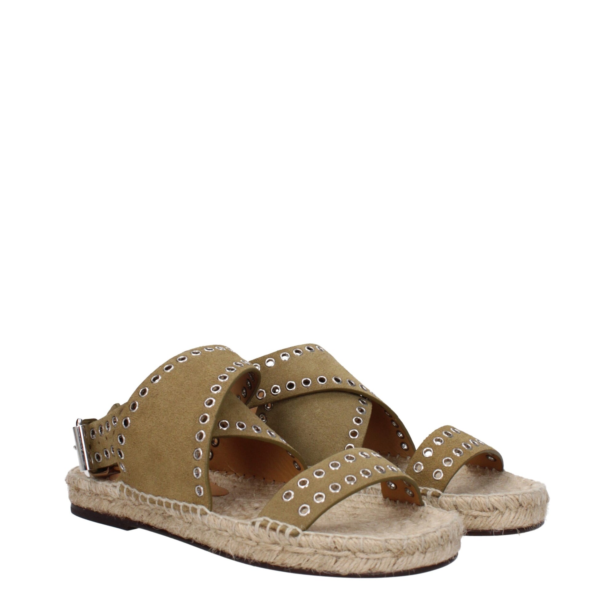 Sandales plates en cuir vert Isabel Marant