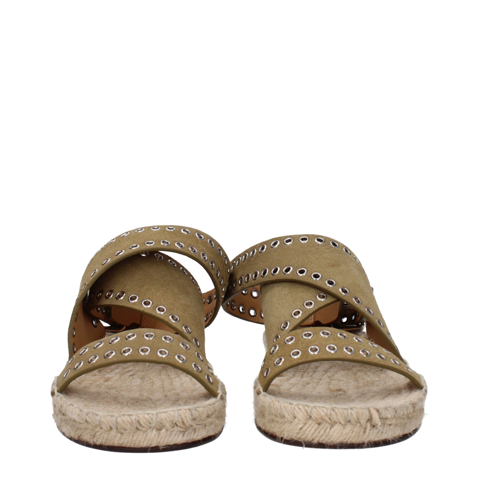 Sandales plates en cuir vert Isabel Marant