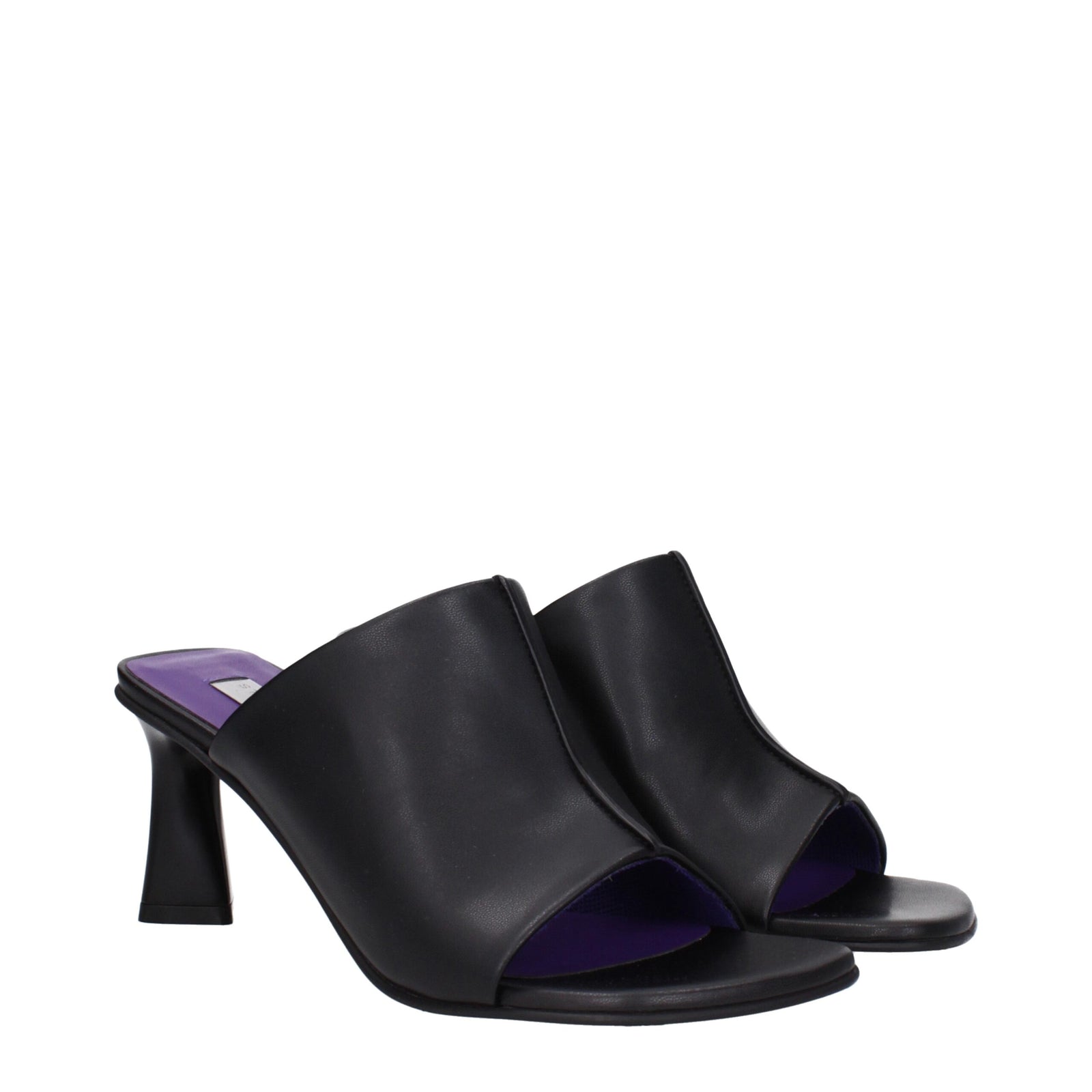 Stella McCartney Black Leather Stiletto Heels Sandals