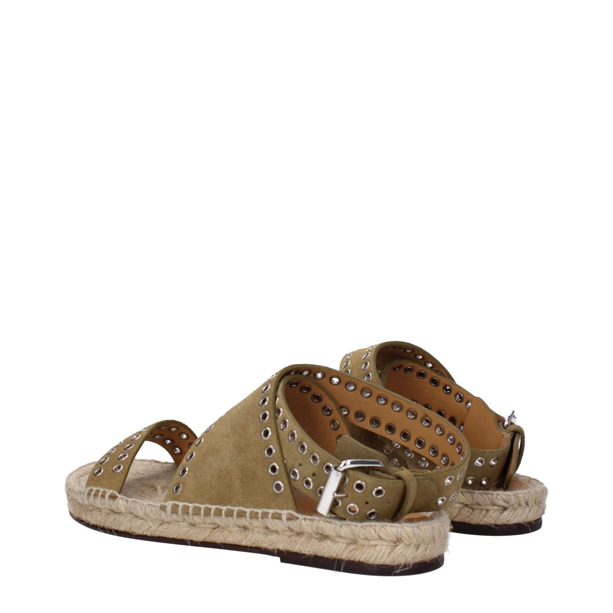 Sandales plates en cuir vert Isabel Marant