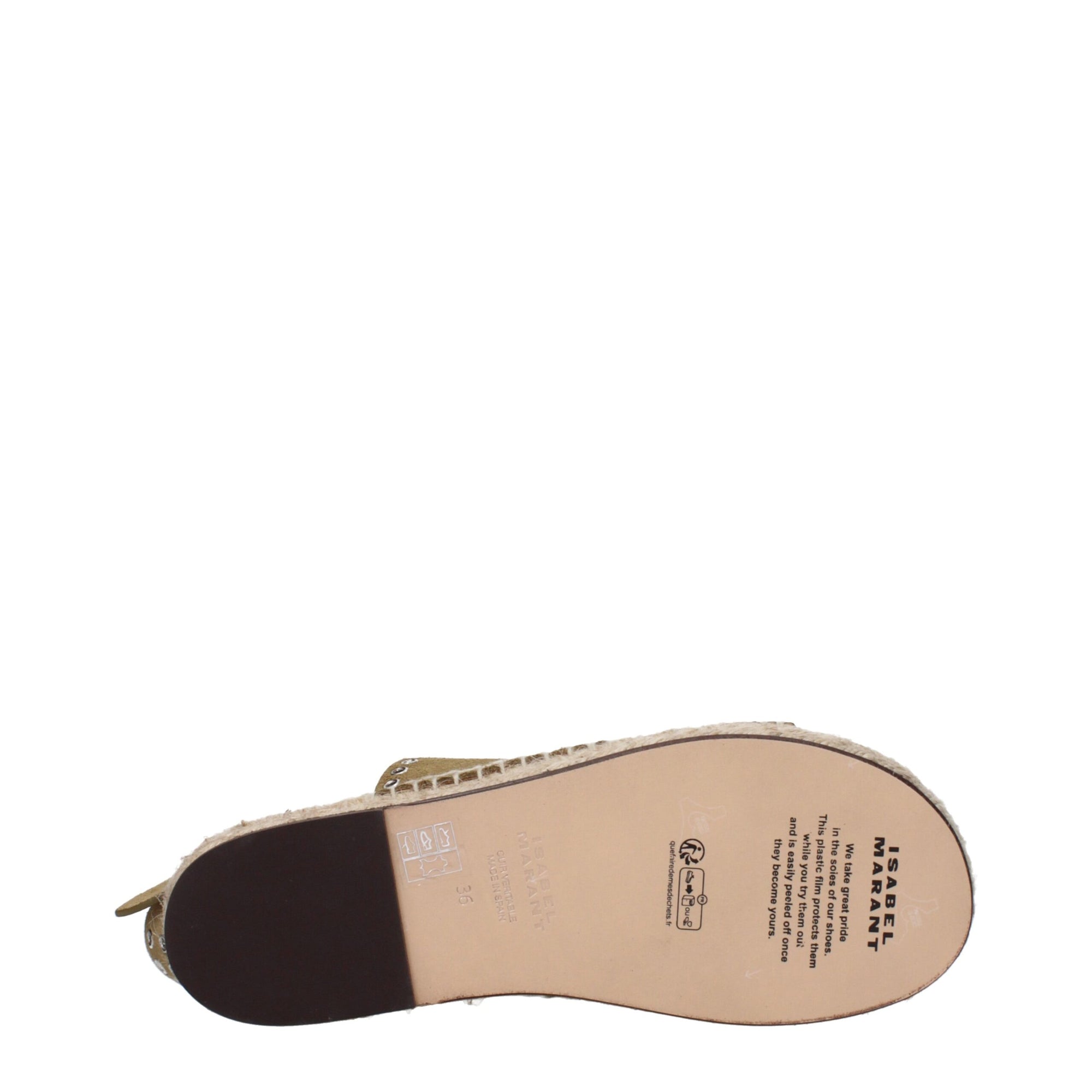 Sandales plates en cuir vert Isabel Marant