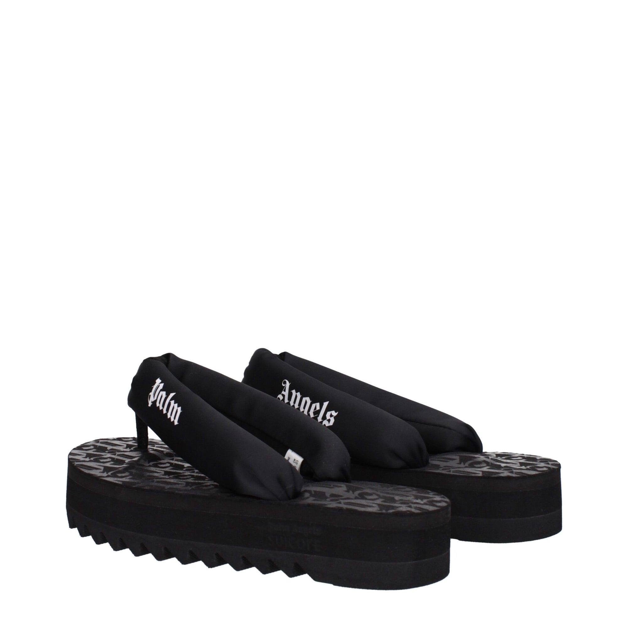 Palm Angels Black Fabric Flip-Flop Sandals