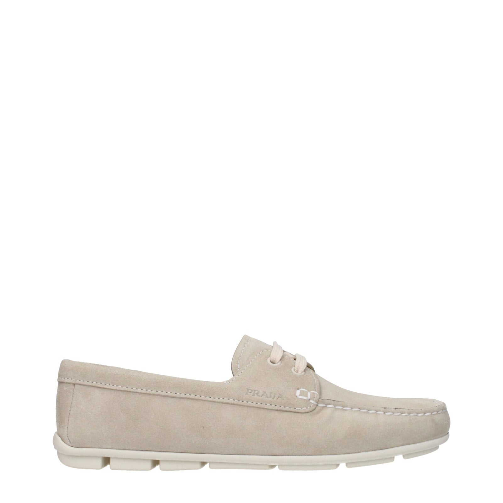 Mocassins à enfiler en cuir gris Prada