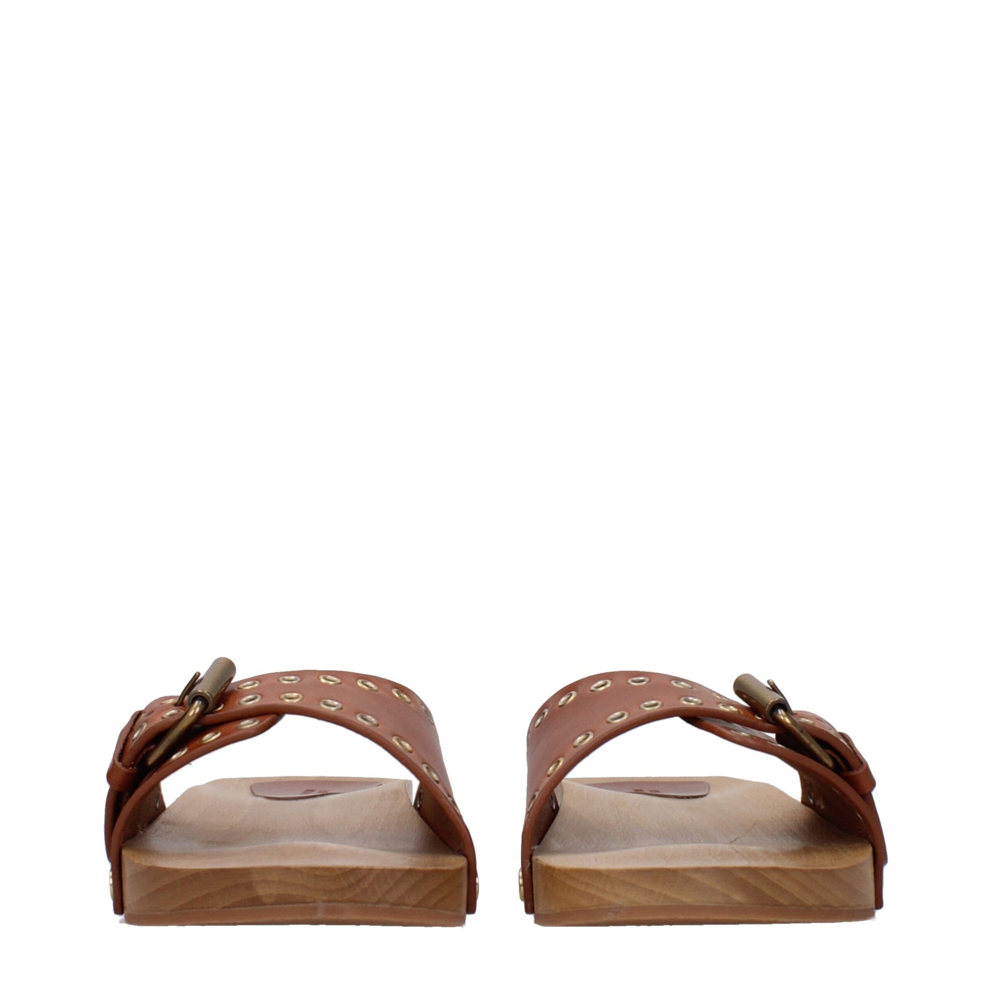 Sandales chaussons en cuir marron Isabel Marant