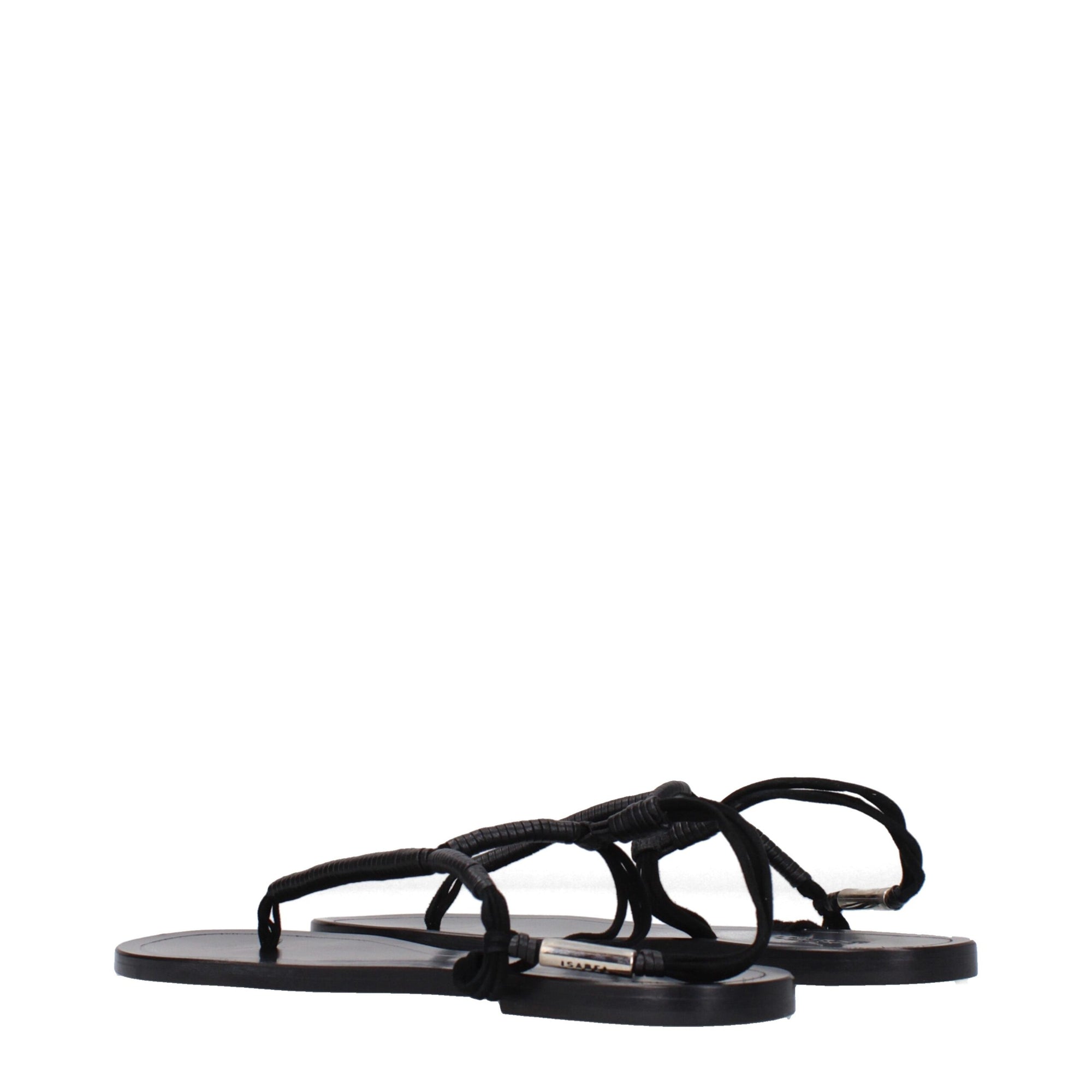 Sandales tongs en cuir noir Isabel Marant