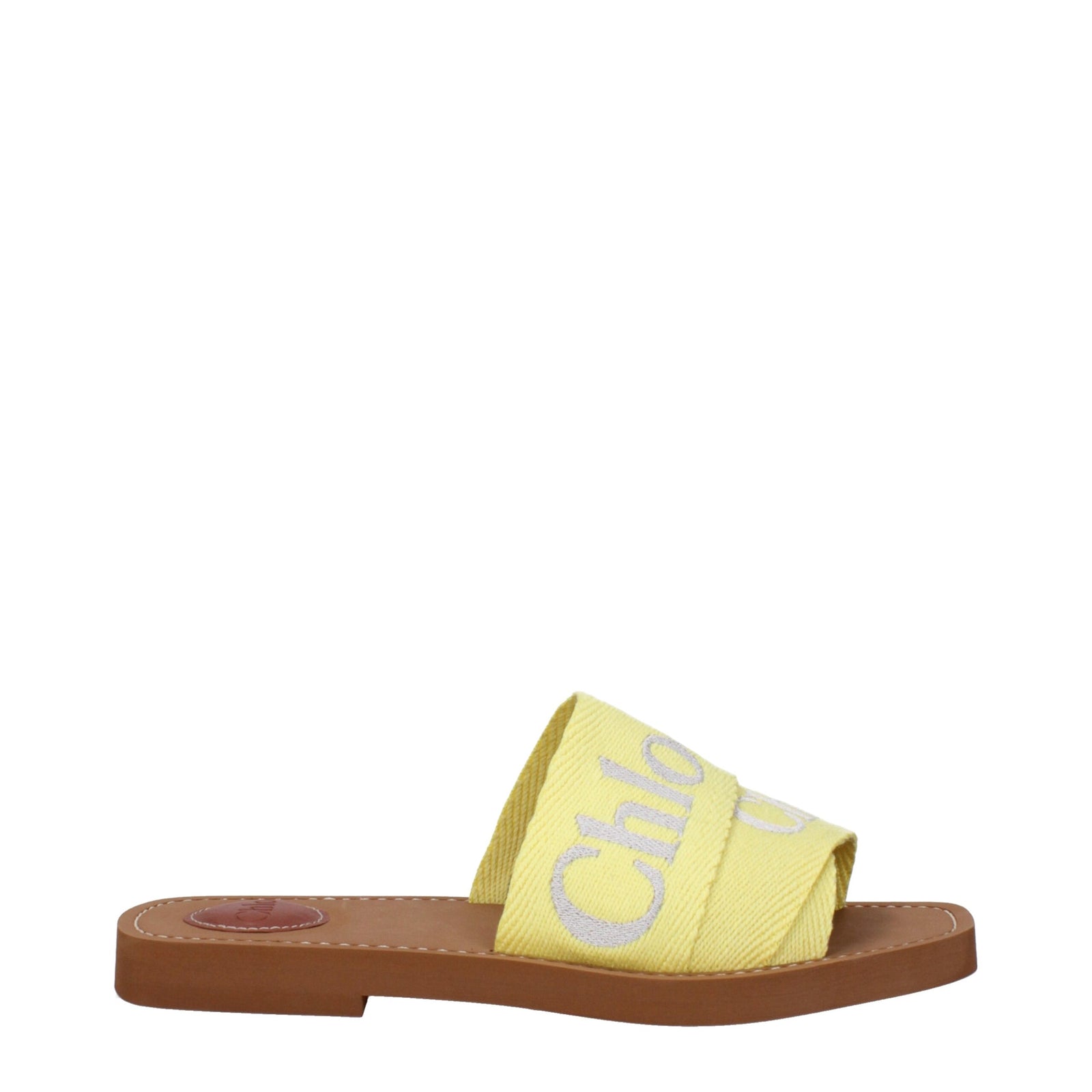 Sandales chaussons en tissu jaune Chloé