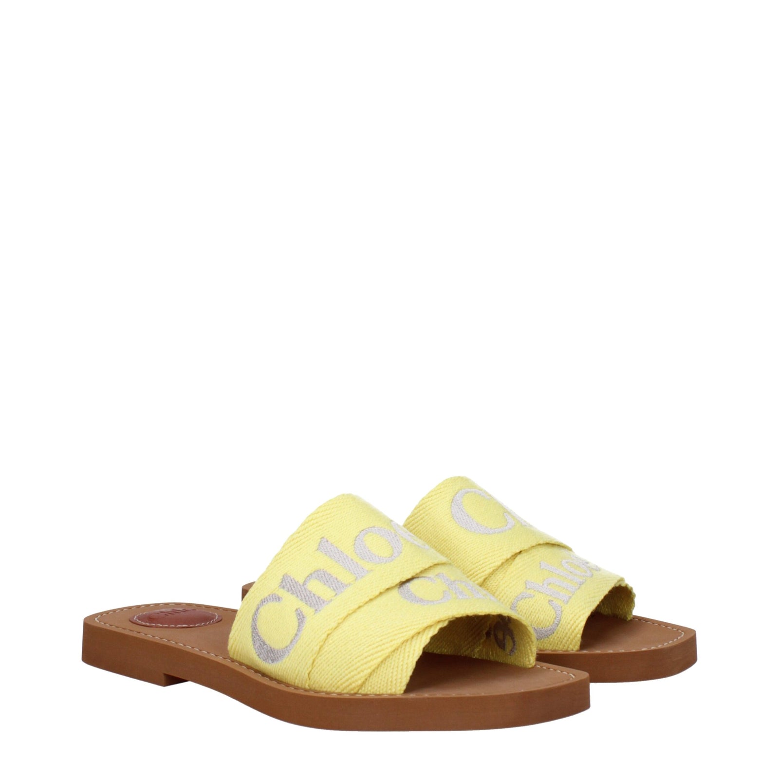 Sandales chaussons en tissu jaune Chloé