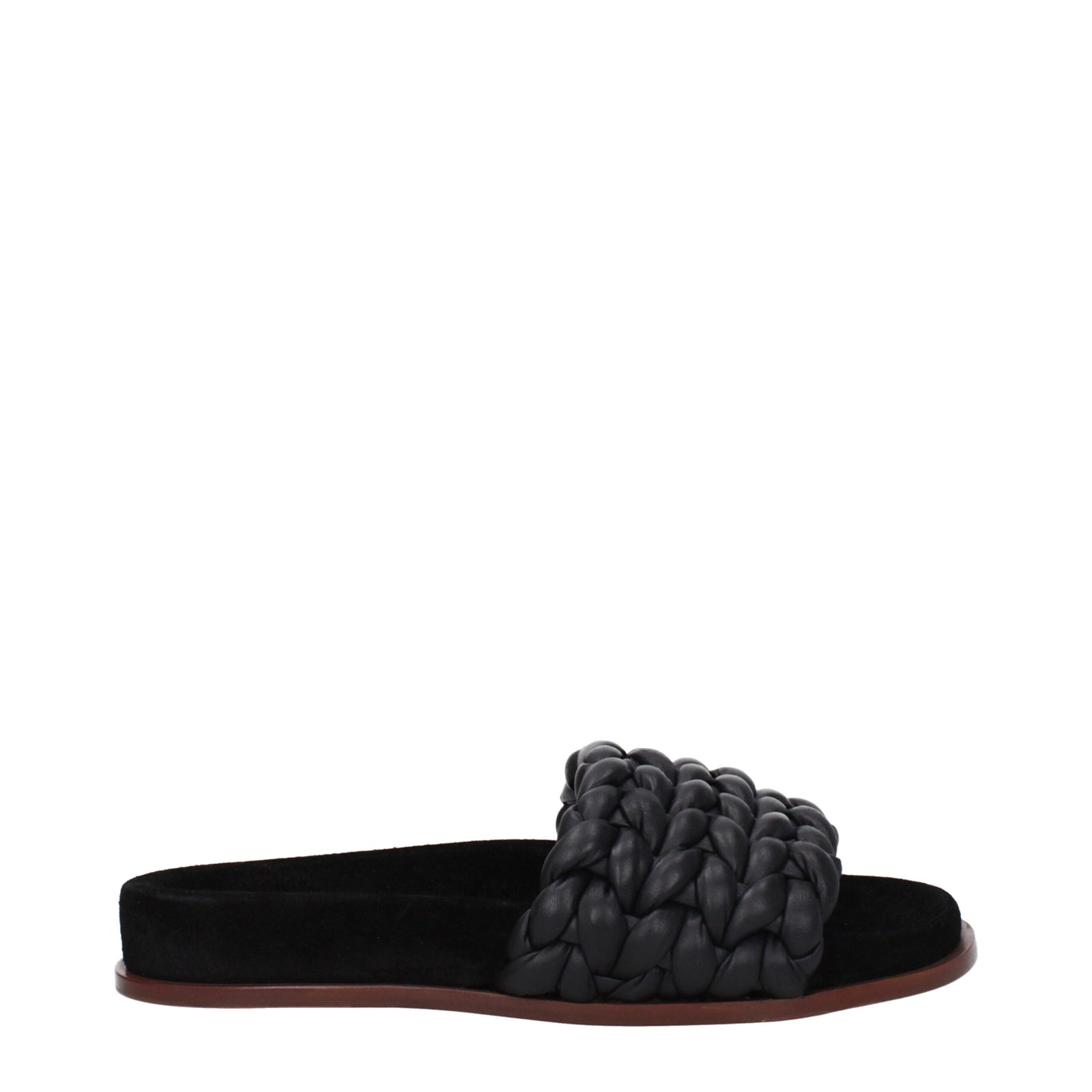 Sandales chaussons en cuir noir Chloé