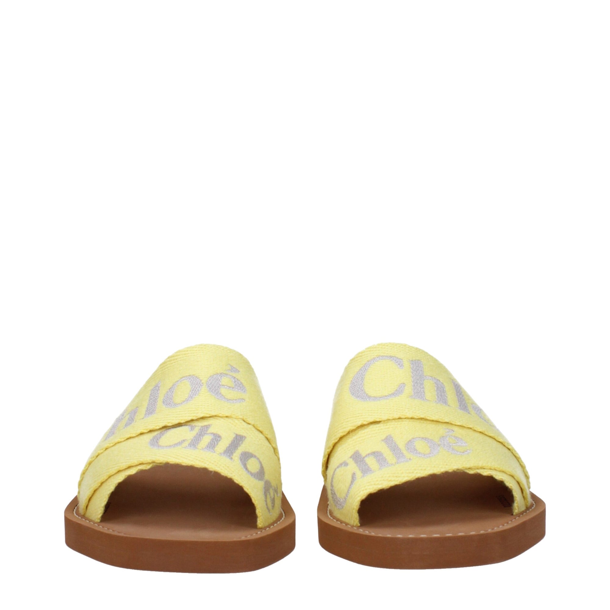 Sandales chaussons en tissu jaune Chloé