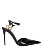 Dolce & Gabbana Black Leather Stiletto Heels Sandals