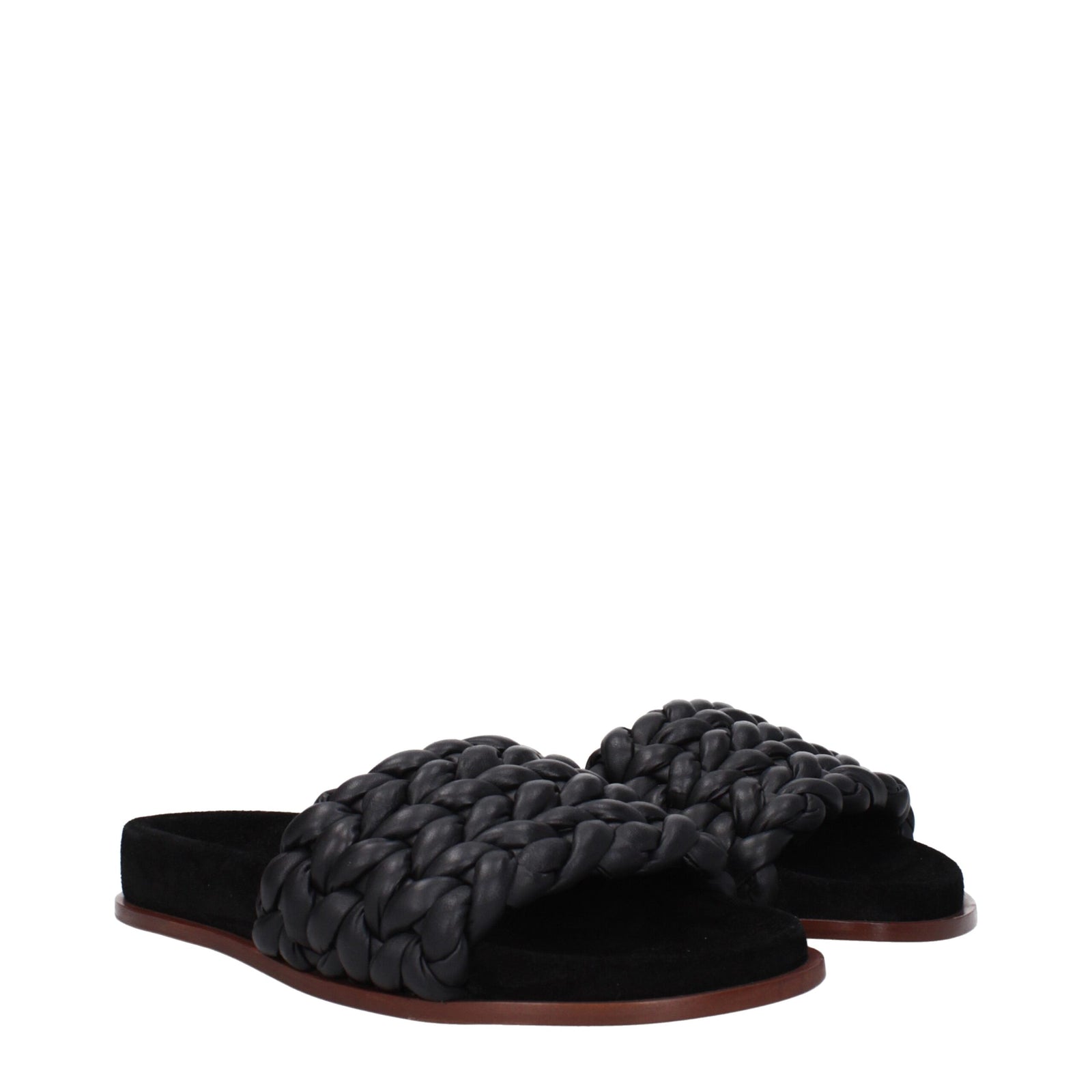 Sandales chaussons en cuir noir Chloé