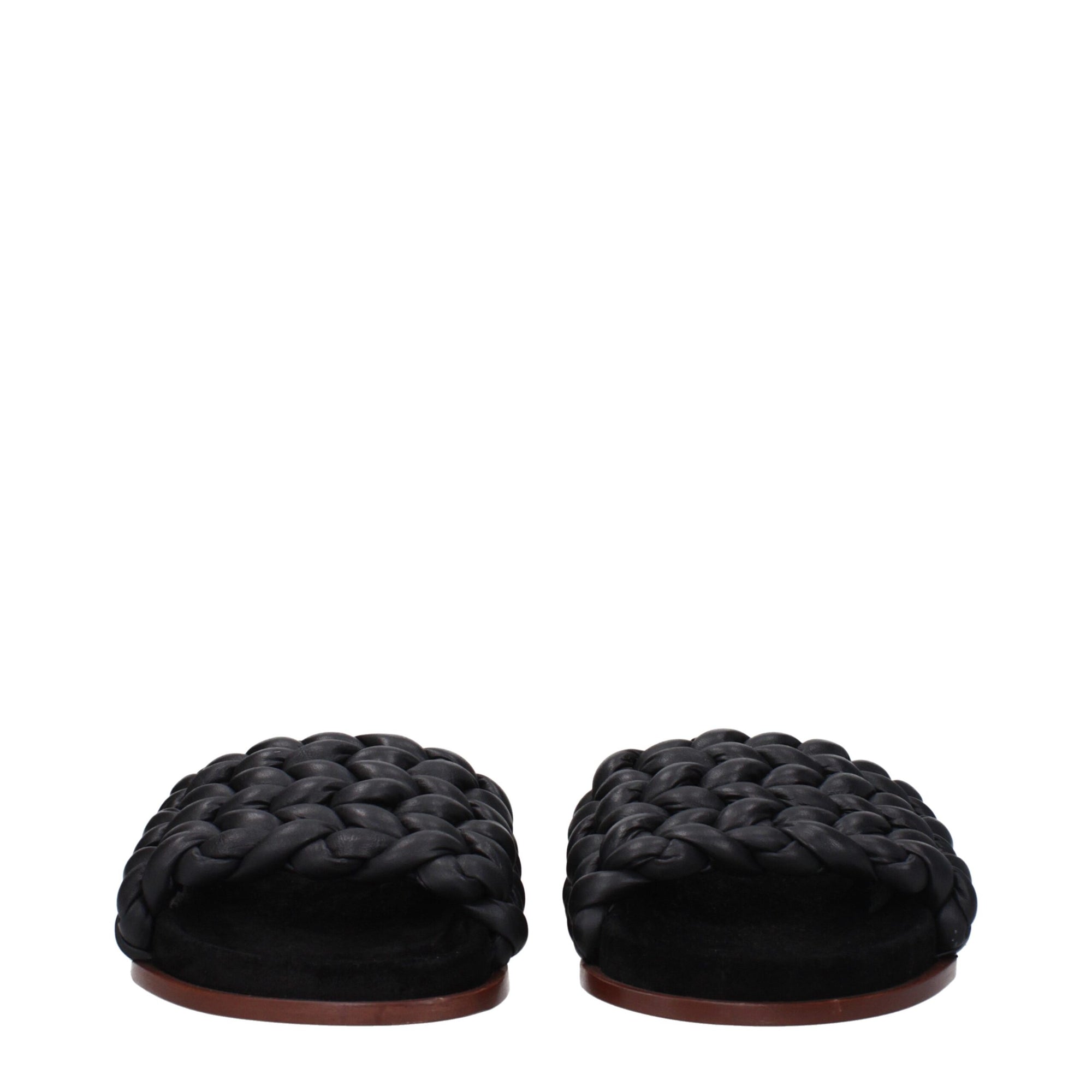 Sandales chaussons en cuir noir Chloé