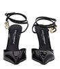 Dolce & Gabbana Black Leather Stiletto Heels Sandals