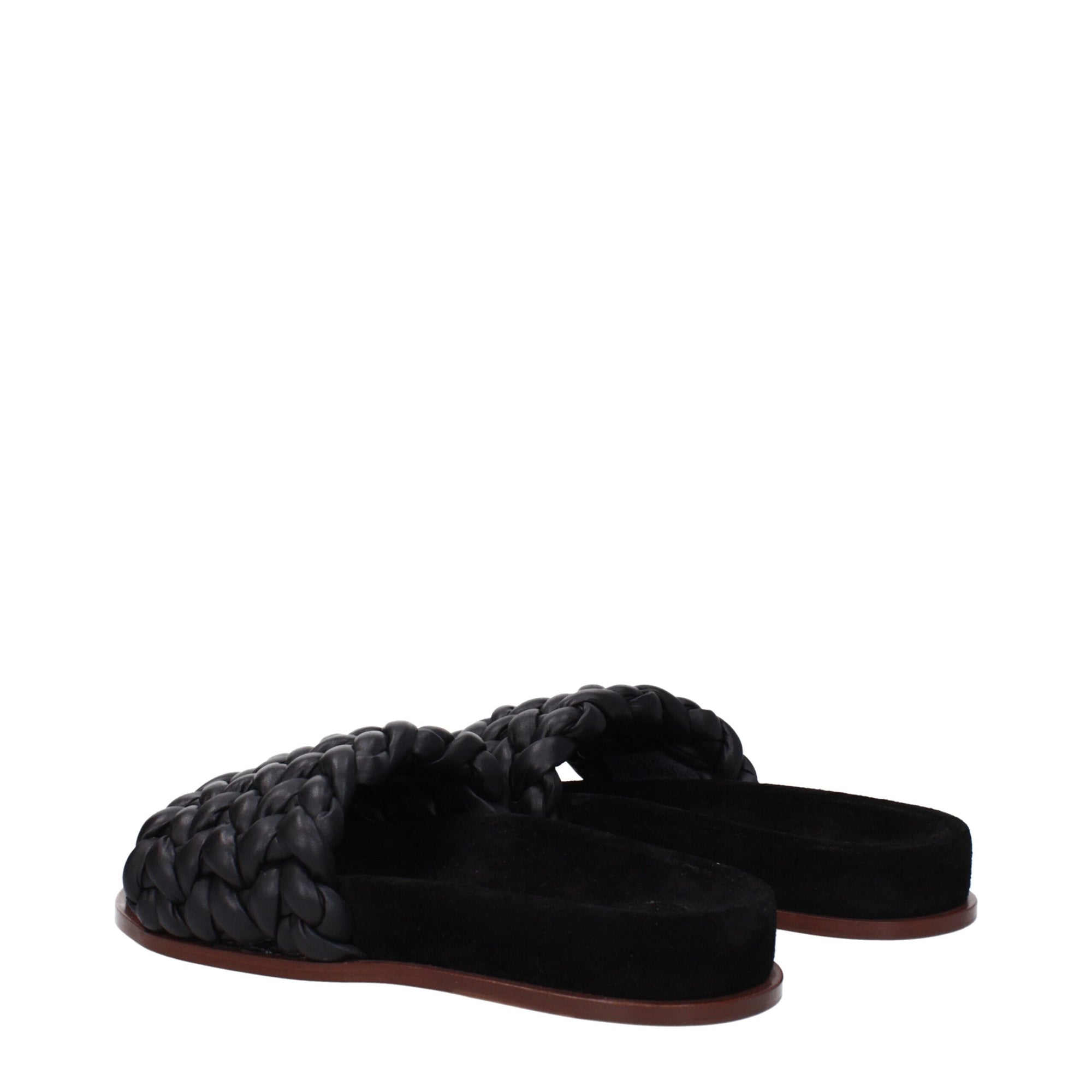 Sandales chaussons en cuir noir Chloé