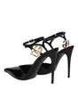 Dolce & Gabbana Black Leather Stiletto Heels Sandals
