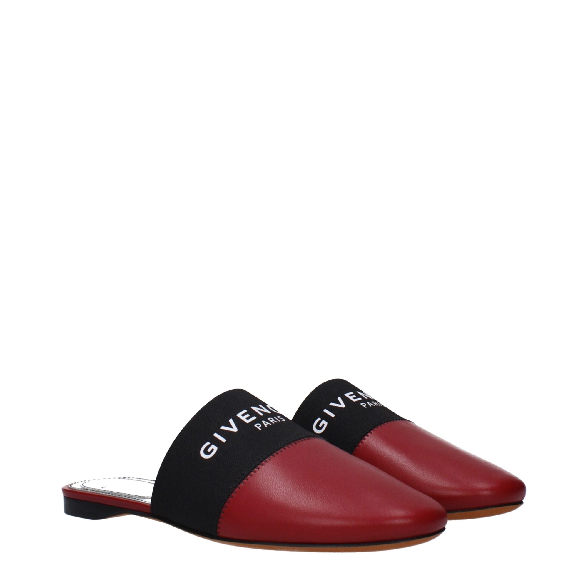Sandales chaussons en cuir rouge Givenchy