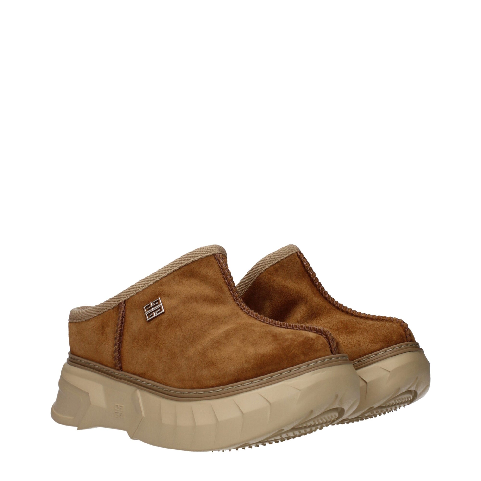 Sandales chaussons en cuir marron Givenchy
