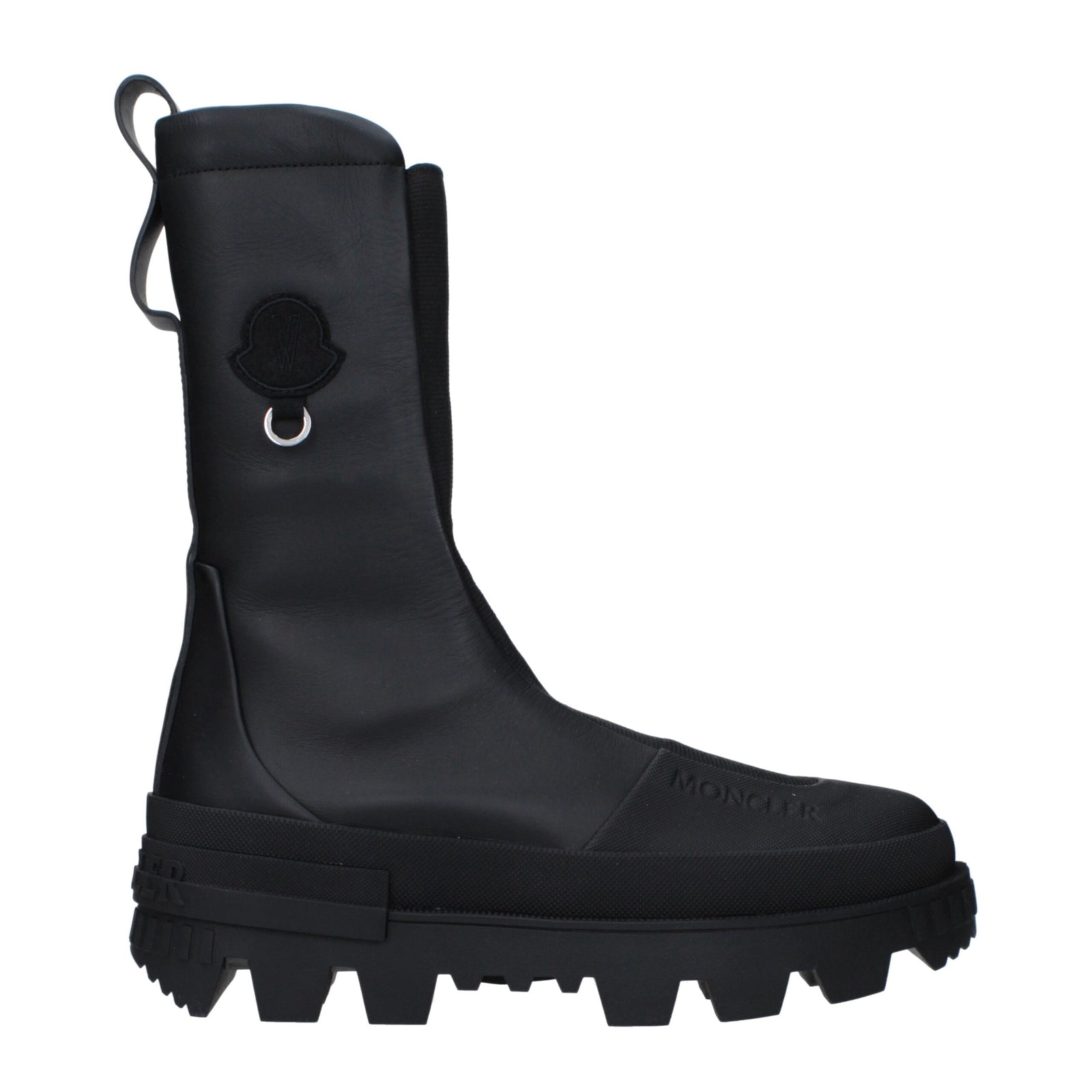 Bottines en cuir noir Moncler